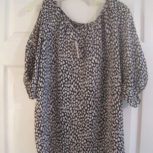 EXPRESS BLACK AND WHITE COLD SHOULDER TOP